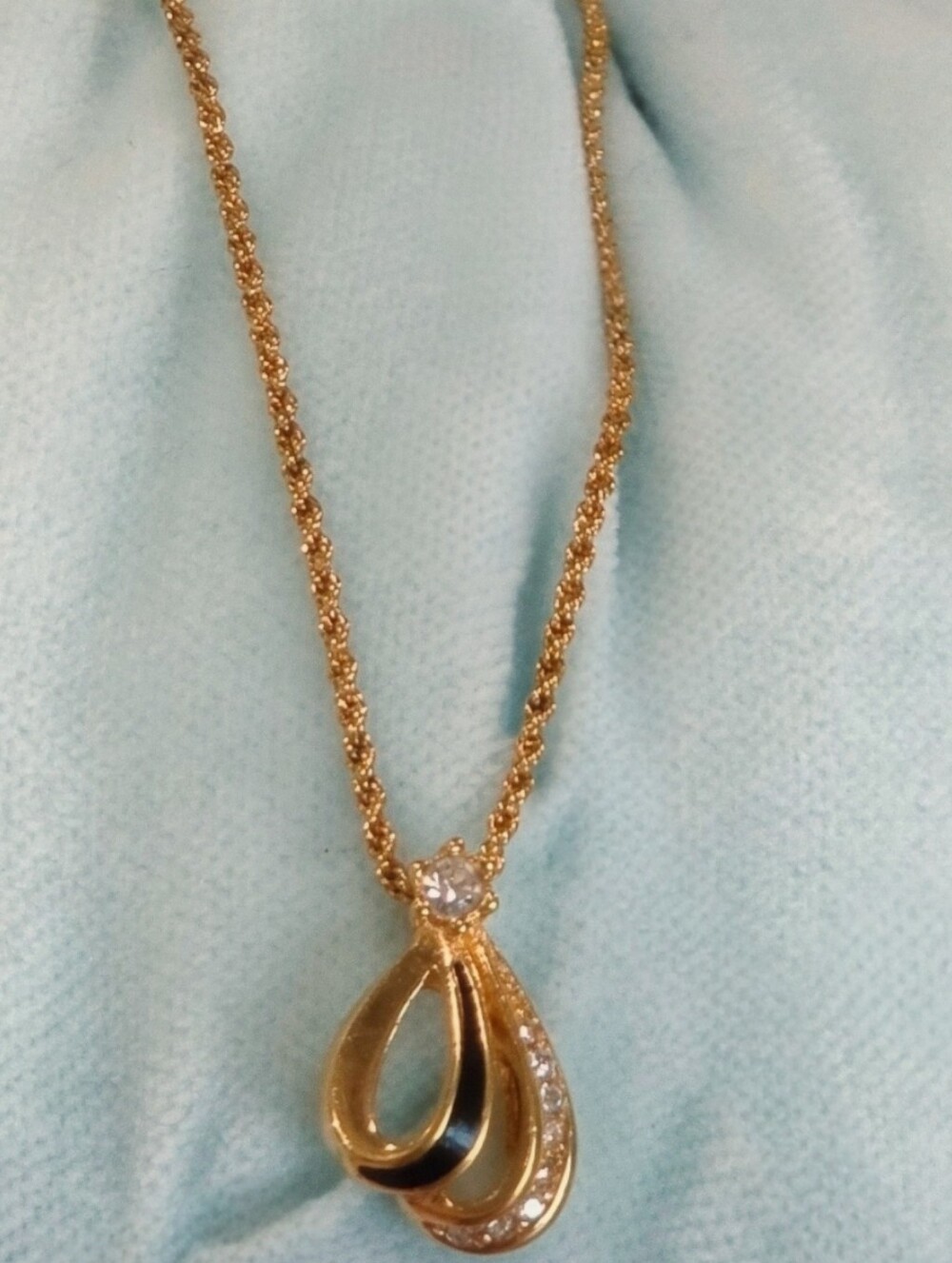 Vintage Christian Dior Crystal & Enamel Pendant Necklace
